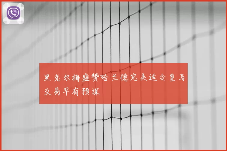 里克尔梅盛赞哈兰德完美适合皇马交易早有预谋